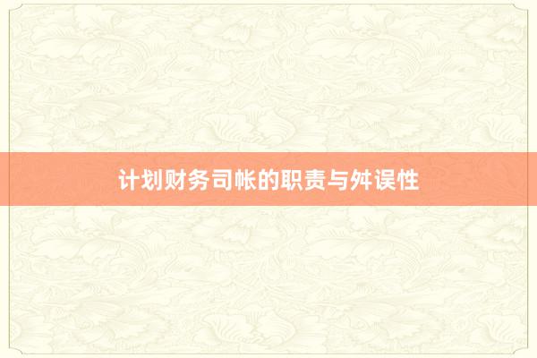 计划财务司帐的职责与舛误性